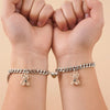 Magnetic Heart Chain Bracelet with Plush Bears – Couple Set Front View