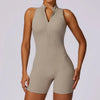 Seamless One-Piece Yoga Jumpsuit – front view in flaxen, showcasing minimalist design