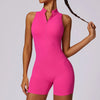 Seamless One-Piece Yoga Jumpsuit – front view in red, showcasing minimalist design