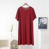 Plus Size Women's Loose Summer Dress - Short Sleeves Solid Color
