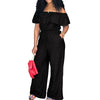 Plus Size Off Shoulder Denim Jumpsuit - Wide Leg, Casual, Autumn Elegant