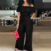 Plus Size Off Shoulder Denim Jumpsuit - Wide Leg, Casual, Autumn Elegant