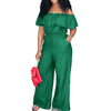 Plus Size Off Shoulder Denim Jumpsuit - Wide Leg, Casual, Autumn Elegant