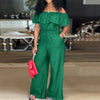 Plus Size Off Shoulder Denim Jumpsuit - Wide Leg, Casual, Autumn Elegant
