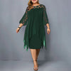 Plus Size Women's Elegant Lace Mesh Dress - Sexy Hollow Out, Oversized, Loose Fit
