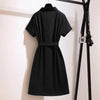Plus Size Women's Summer Plaid Dress - Notched Stitching Waist, Asymmetric Design 
