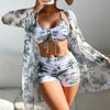Print Tankini Set - Three-Piece Push Up Swimsuit for Women | Haute Damsel