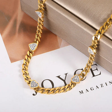Punk Cuban Chain Heart Necklace – chunky chain with heart pendant 