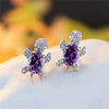 Purple Gradient Turtle Stud Earrings with rainbow zircon stones –  front view