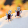 Red Gradient Turtle Stud Earrings with rainbow zircon stones –  Red front view