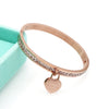 Rose Gold-Plated Heart Charm Cuff Bangle – front view