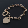 Rose Gold-Plated Heart Charm Cuff Bangle – front view ready for special occasions