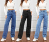 Y2K High Waist Straight Jeans - Loose Fit Blue Denim Pants