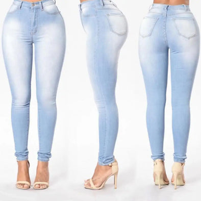  High Waist Cotton Denim Jeans - European & American Style 