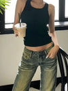 Low waist women's jeans - Streetwear vintage Ulzzang style