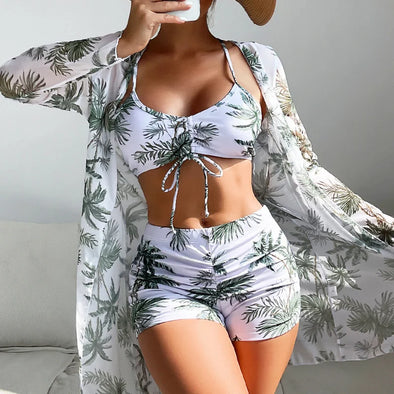 Summer Print Tankini Set - Three-Piece Swimsuit for Women