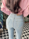 2024 Korean Fashion High Waist Jeans - Elastic Side Buckle Design