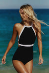 One Piece Halter Swimsuit - Trendy Solid Monokini for Women