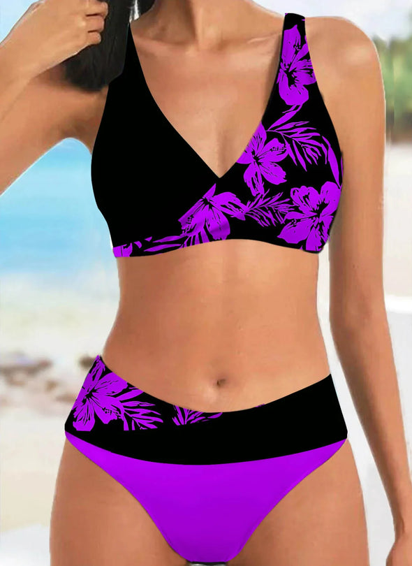 Two Piece Bikini Set - Printed Swimwear for Women