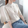 Sequined Pendant O Neck Half Sleeve T-Shirt - Haute Damsel 