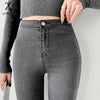 super stretch skinny jeans for women - high waist gray denim