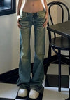 Low waist women's jeans - Streetwear vintage Ulzzang style