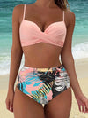 Women's Sexy Shoulder Strap Swimwear - 2024 New Printed High Waist Swimsuit