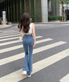 Women's high waist bell bottom jeans - Slim fit flared pants - Haute Damsel