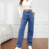 Y2K High Waist Straight Jeans - Loose Fit Blue Denim Pants