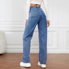 Y2K High Waist Straight Jeans - Loose Fit Blue Denim Pants