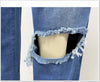 High Waist Wide Leg Jeans - Distressed Denim with Zipper Fly