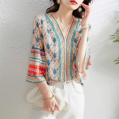 Casual Flare Sleeve Summer Blouse - Haute Damsel 