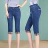 Vintage High Waist Jeggings Jeans - Capri Blue Denim Pants