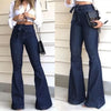 High waist flare jeans - Solid color zipper fly streetwear pants