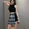 Chic Plaid Vibes: Side Slit Bodycon Mini Skirt - Haute Damsel