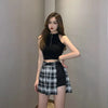 Chic Plaid Vibes: Side Slit Bodycon Mini Skirt - Haute Damsel