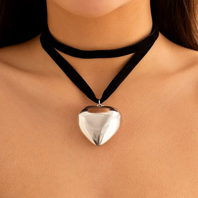 Love Heart Pendant Choker - Exaggerated Oversized by Haute Damsel