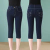 Vintage High Waist Jeggings Jeans - Capri Blue Denim Pants