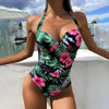 Off the Shoulder One Piece Swimsuit - Deep V Swimwear for Women