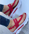 Plus Size Platform Wedge Sandals for Women - Closed Toe Casual Roman Sandals