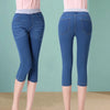 Vintage High Waist Jeggings Jeans - Capri Blue Denim Pants