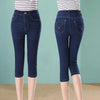 Vintage High Waist Jeggings Jeans - Capri Blue Denim Pants