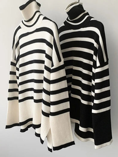 Striped Print Sweater - Classic Stripes, Timeless Style by Haute Damsel