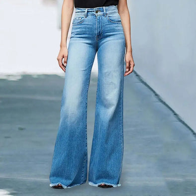 Wide Leg Jeans - Tassel Fashion Plus Size Mid-Waist Flare Jeans