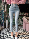 2024 Korean Fashion High Waist Jeans - Elastic Side Buckle Design