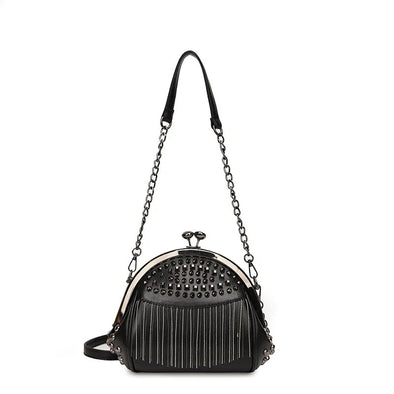 Haute Damsel Leather Fringe Evening Bag – Unleash Glamour with Every Swing