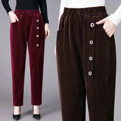 Casual Elegance: Corduroy Straight Pants by Haute Damsel