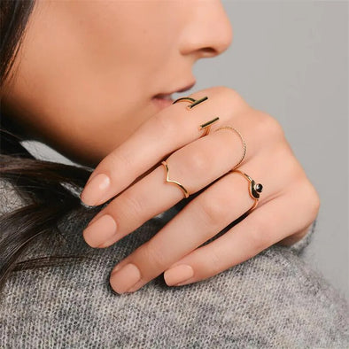 Minimalist Simple Smooth Line V-Rings | Haute Damsel