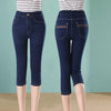 Vintage High Waist Jeggings Jeans - Capri Blue Denim Pants