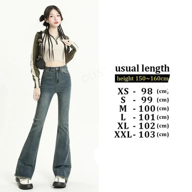 Summer Flared Jeans for Women - Vintage Blue Denim